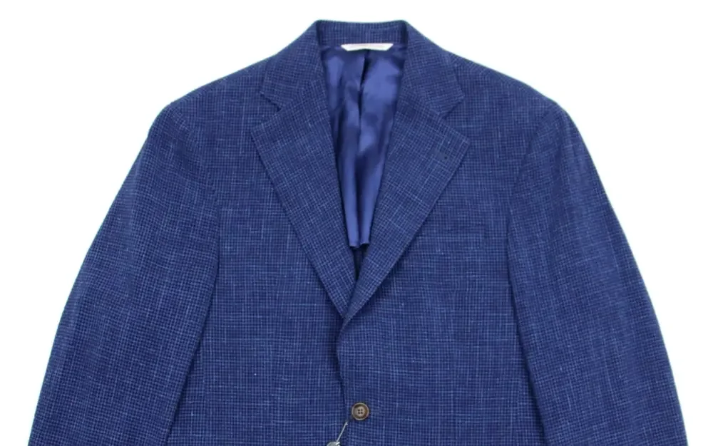 Jack Victor Sport Coat 36 R Mens Myles Blue Check Wool Silk Linen Blazer Jacket
